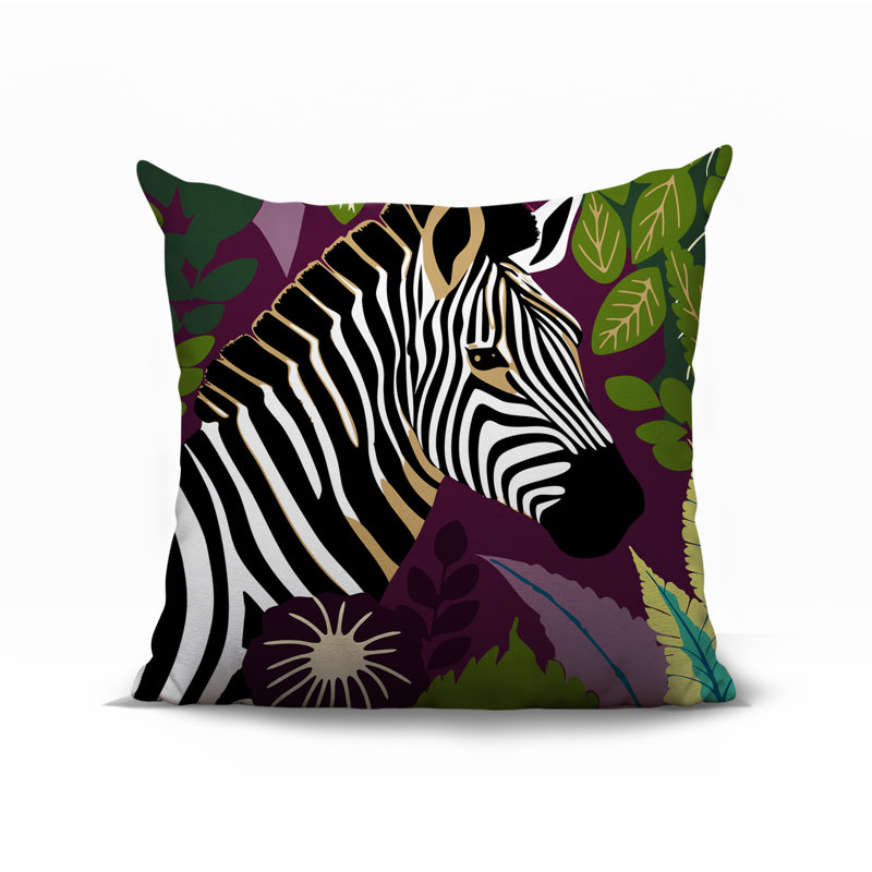 Oreiller carré réversible intérieur / extérieur Zyri Zebra, Mauve, Carré 17 po