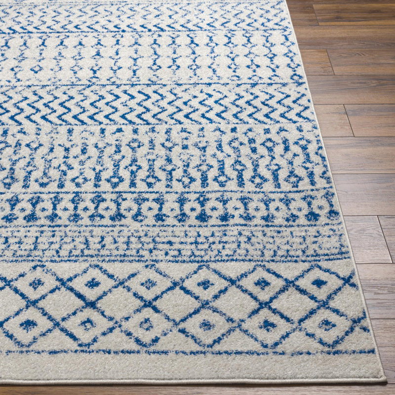 Tapis bleu / ivoire Bernhard Global, Rectangle 4 pi x 6 pi