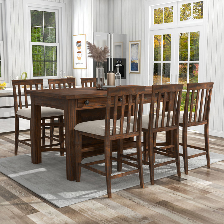 Trinity Dining Table Set for 4, Kitchen Table and Chairs, Rectangular  Dining Room Table Set with 4 Upholstered Chairs, for Small Space, Brown