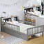 Lit simple gris avec tête de lit et options de rangement sécurisées-1217828752