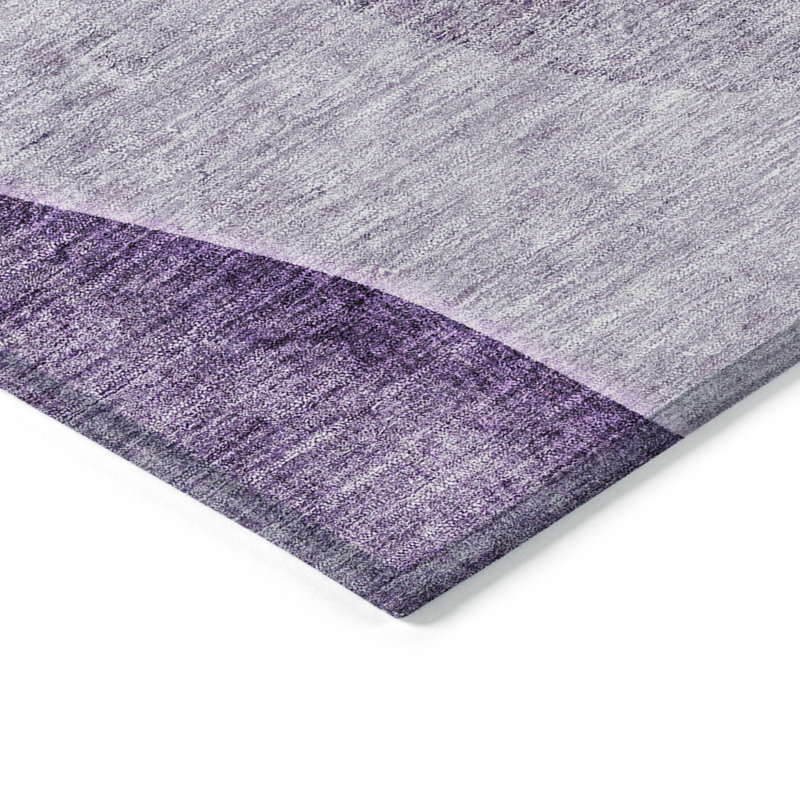Tapis extérieur lavable abstrait 10 pi x 14 pi mauve et gris