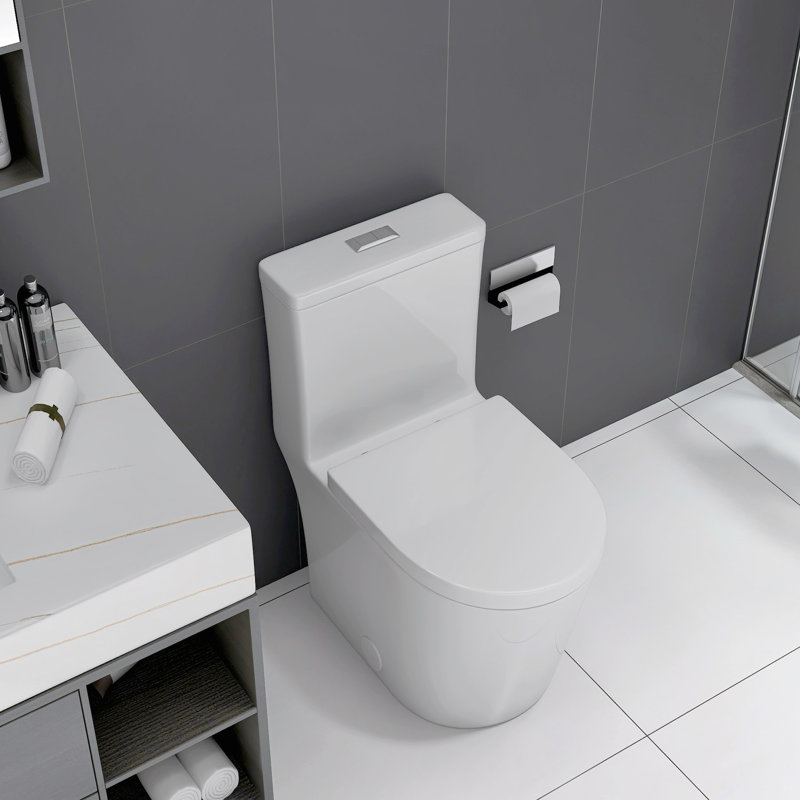 23 Inch Compact Toilet - White, Dual Flush, Small Bathroom Essential, Quiet Flush & Seat, Easy To Clean White Porcelain Short Depth For Bathrooms, Maintenance, Silent