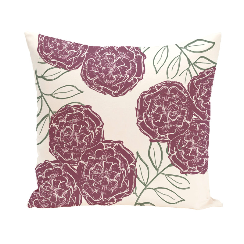 Flower Power Floral Reversible Throw Pillow, 26" H x 26" W, Purple