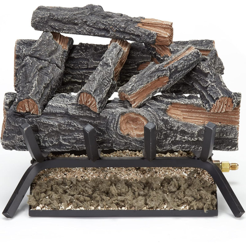 18-Inch Natural Gas Vented Fireplace Log Set with Match Light