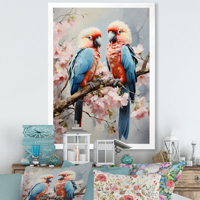 Perroquets tropicaux chuchotés sur toile