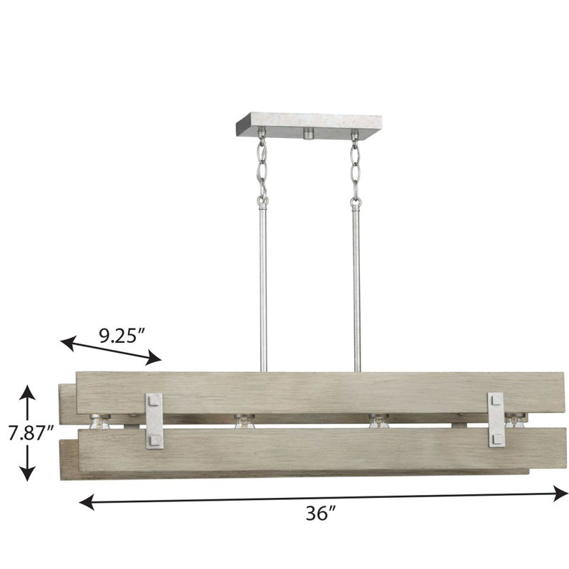 Luminaire suspendu linéaire pour îlot de cuisine 4 lumières Camas, Gris foncé