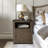 Modern Farmhouse Nightstand with Charging Station (2 AC Outlets, USB-C & USB), 18.1"x18.1"x24.4" Dark Gray End Table with Barn Door Storage, Waterproof Engineered Wood & Black Metal Accents for Bedroom, Living Room-782277554