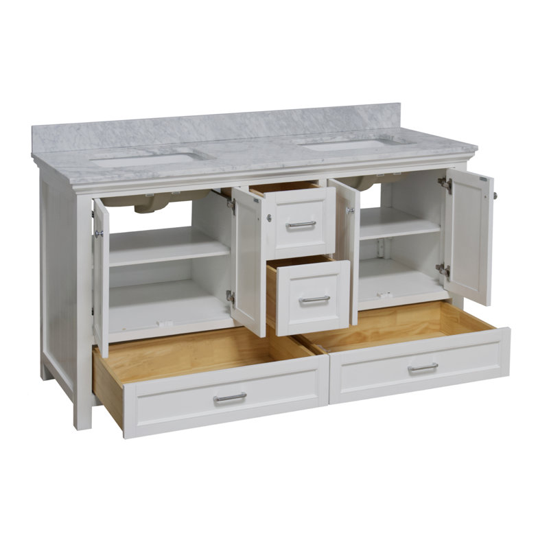 Ensemble de meuble-lavabo double 60 po Maven, Blanc