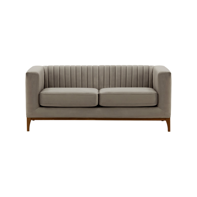 Buie Velvet Sofa, Dark Oak, Taupe