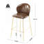 Tabouret de bar d'intérieur rembourré Kira, structure en métal, ensemble de 2