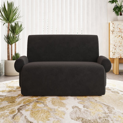 Modern Style Upholstered Loveseat With Corduroy Fabric