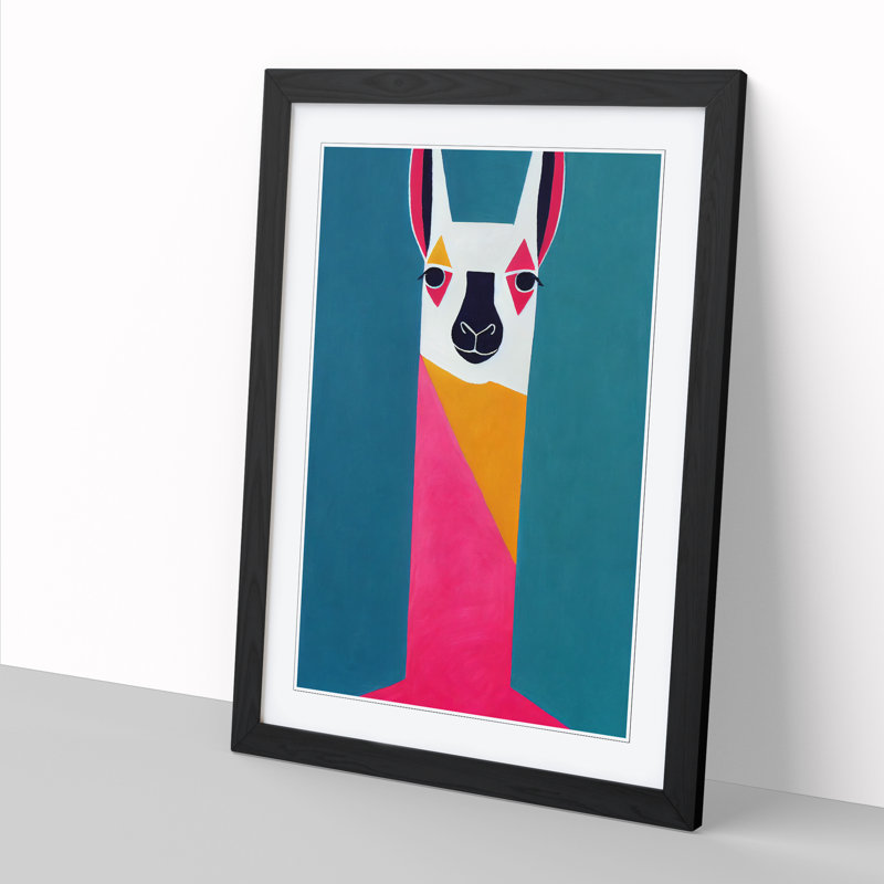 Llama Minimalism Vol.1 - Single Picture Frame Print, Black, 64cm H x 46cm W x 2cm D