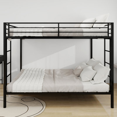 Square Tube Iron Bunk Bed, Twin - Size Upper & Full - Size Lower Bed
