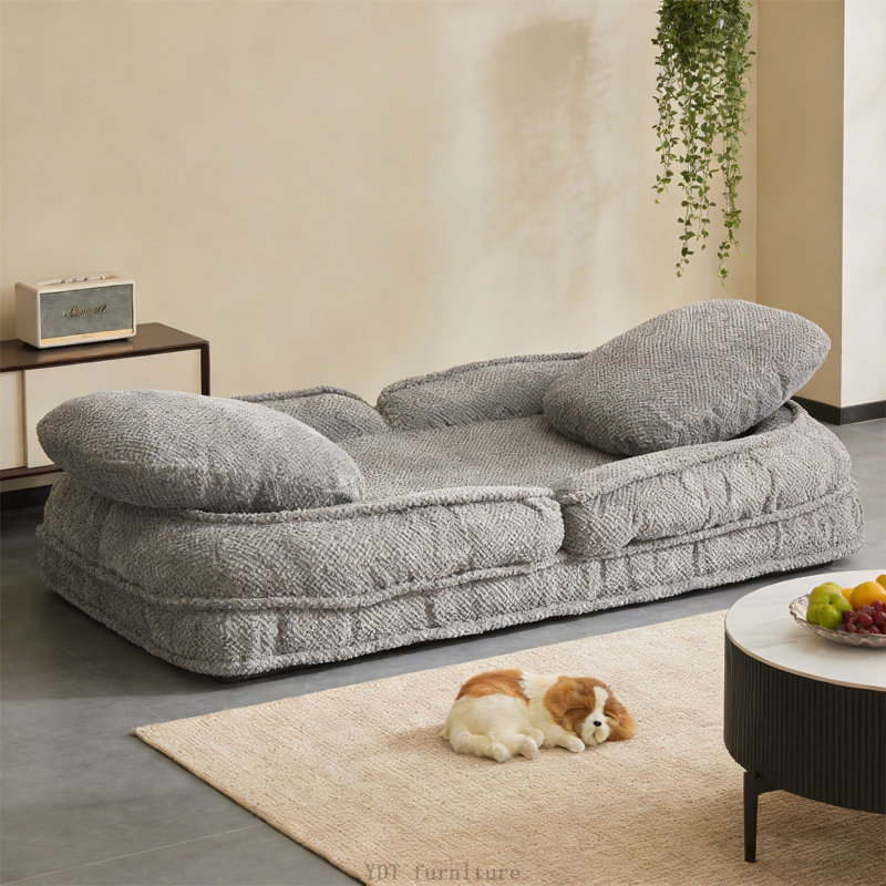 Human Dog Bed Lazy Sofa Couch, 5 Adjustable Positions for Sit Sleep and Fold, Space Saving Design, Gray, Gray Polyester