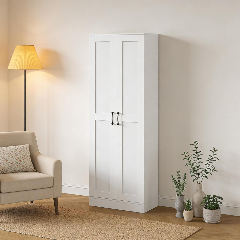 Armoire de rangement familiale, armoire de cuisine, armoire de rangement autoportante, White