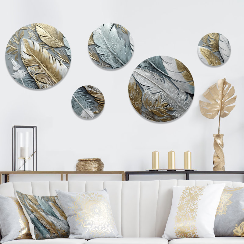 Ensemble de 5 décorations murales dorées