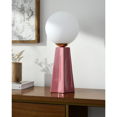 Lampe de table en céramique avec abat-jour rond en verre
