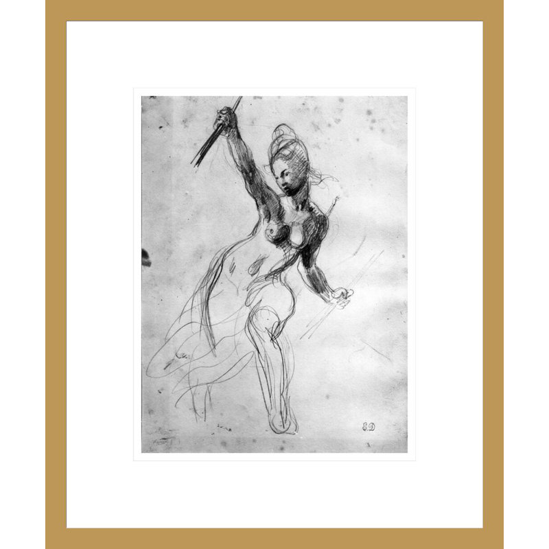 Étude de nu féminin pour la liberté guidant les gens par Eugène Delacroix, impression giclée encadrée