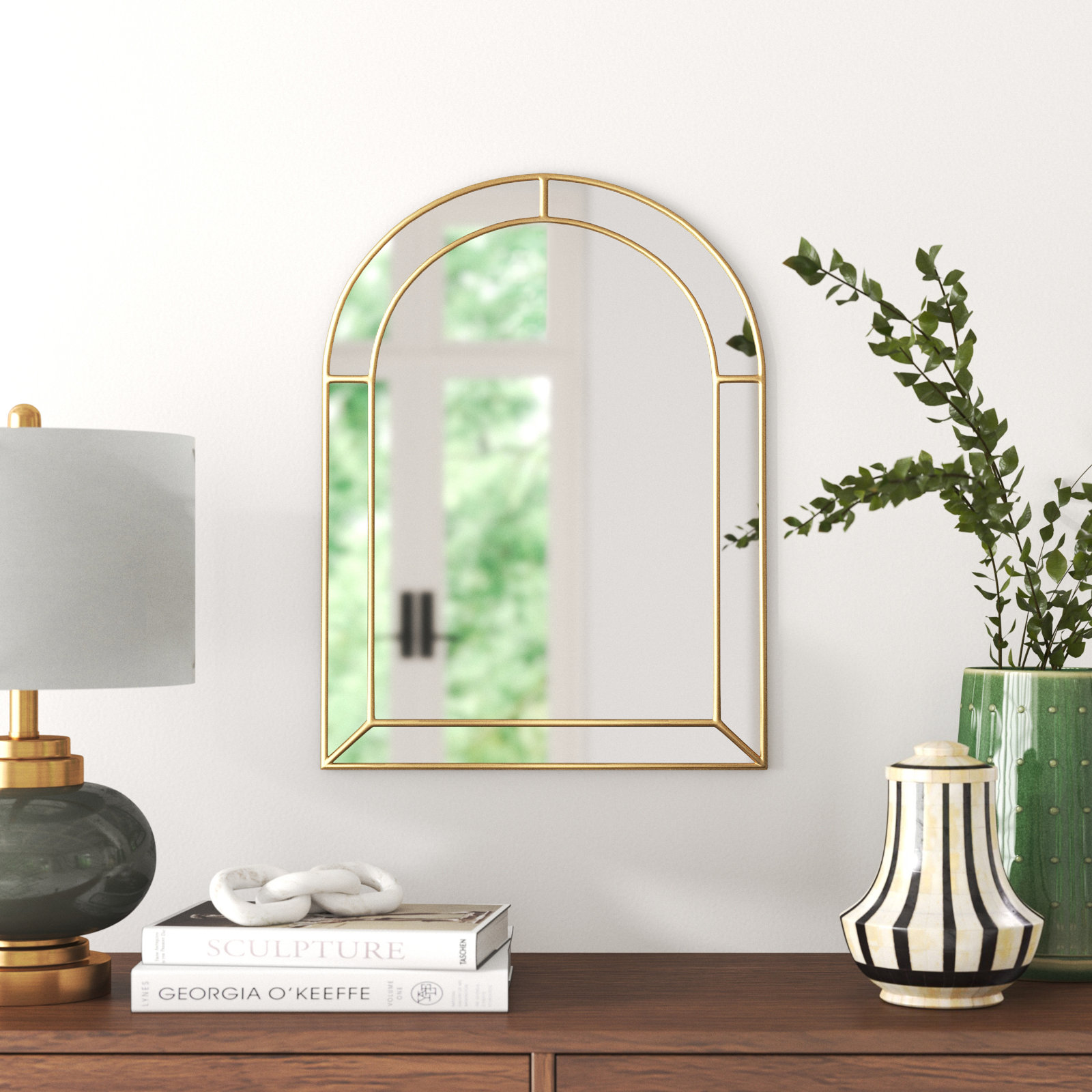Iris Engineered Wood Mirror, 24" H x 18" W, Gold