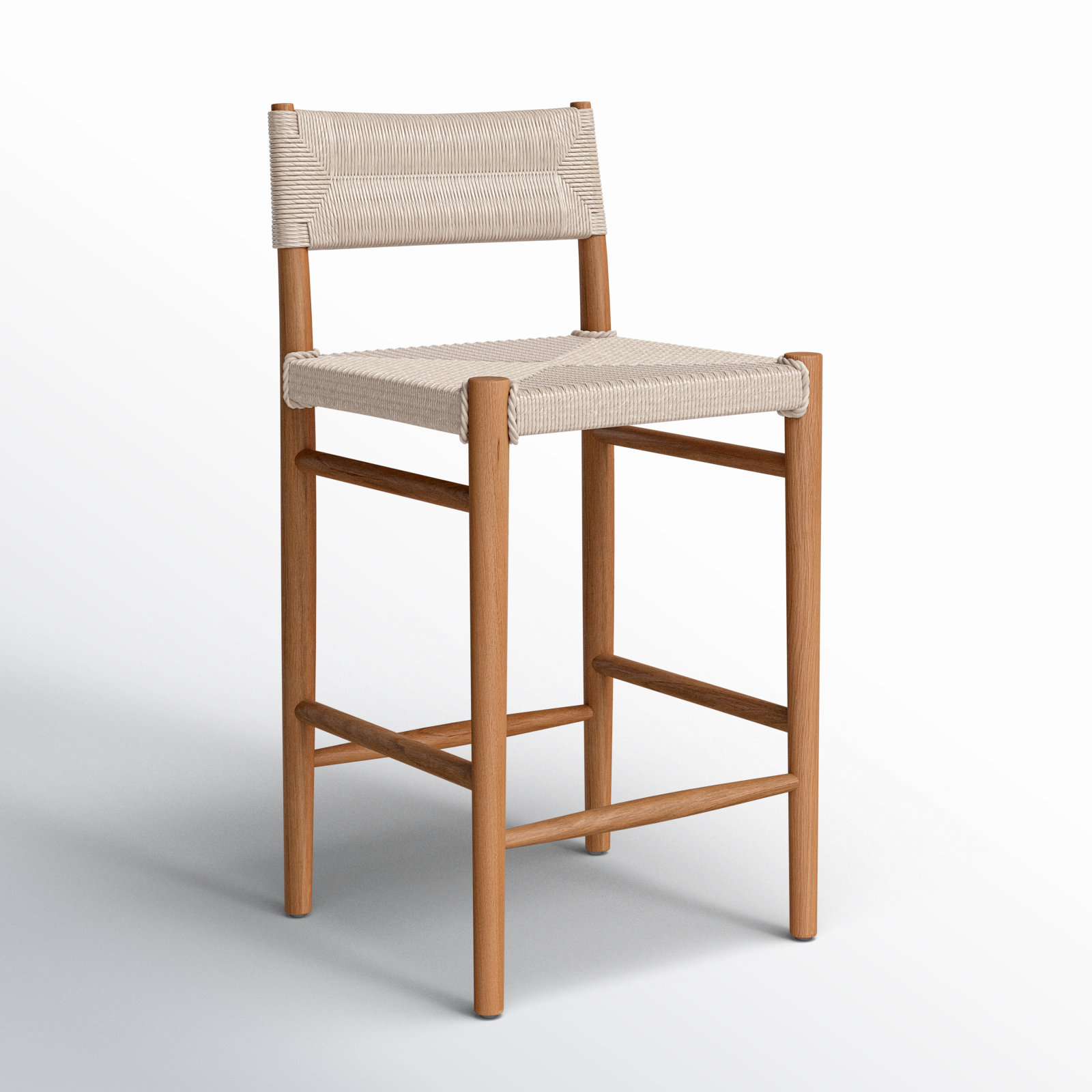 Teak Outdoor Bar Stool, 26", Natural Teak, Light Brown
