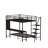 Full Size Loft Bunk Bed with Twin Top, LED Lighting and Charging Station, Black Metal