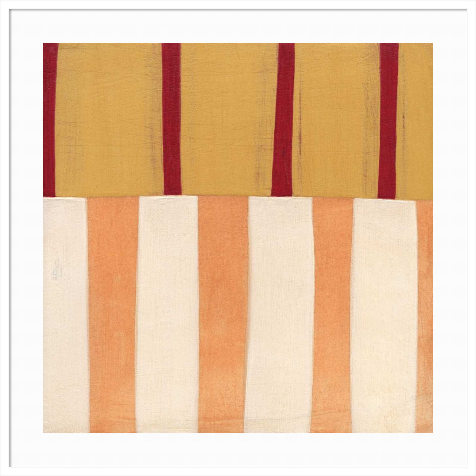 Akara "Broken Stripes 3" Print, White, 33" H x 33" W x 1" D