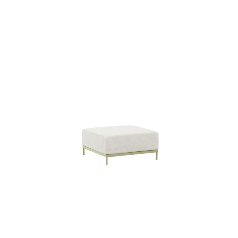 Duval Outdoor Ottoman, White Cushion/Green Frame