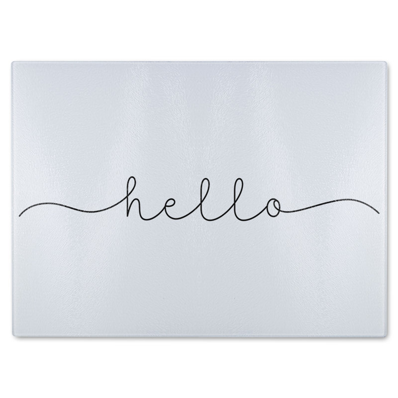 Text Hello Designer Glass Chopping Board, 40cm L x 28cm W