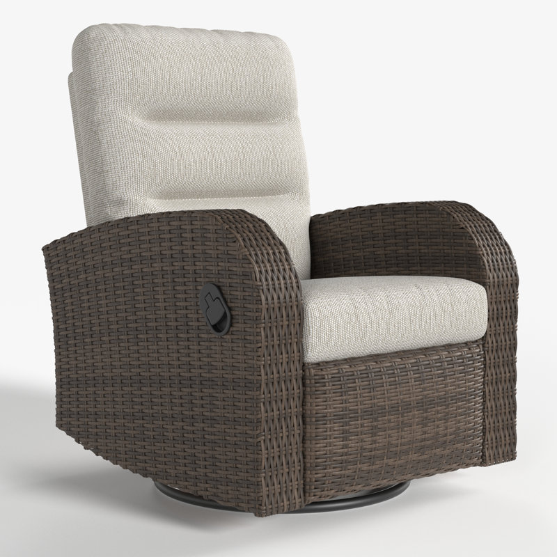Reclining Recliner Chair, Beige Cushion/Brown Frame