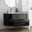 Meuble-lavabo mural blanc brillant 30 po avec lavabo combiné, double tiroir, lavabo en céramique, longue poignée en métal, installation facile, noir brillant-1590775277