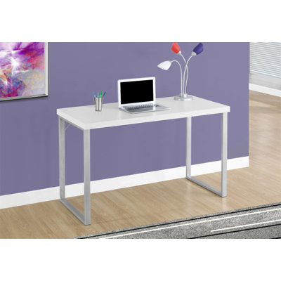 Bureau d'ordinateur, bureau personnel, ordinateur portable, L 48 po, stratifié de travail, métal gris, contemporain, moderne