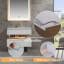 Meuble-lavabo simple mural moderne en bois massif de 36 po avec plateau en marbre et lumière-424624448