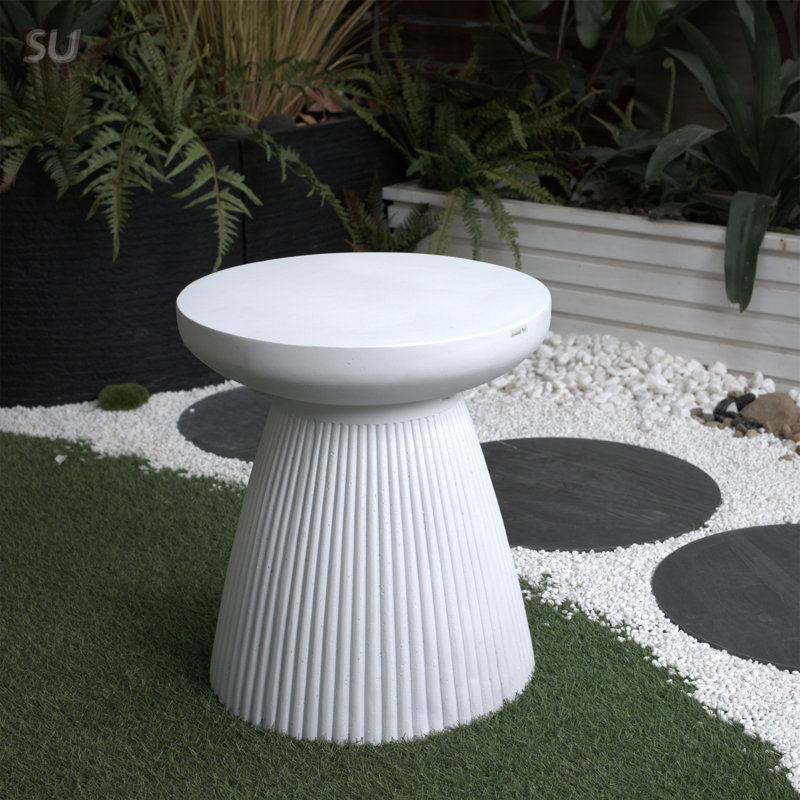 Table d'appoint moderne et robuste en faux terrazzo, table d'appoint ronde multifonctionnelle pour le jardin et la maison