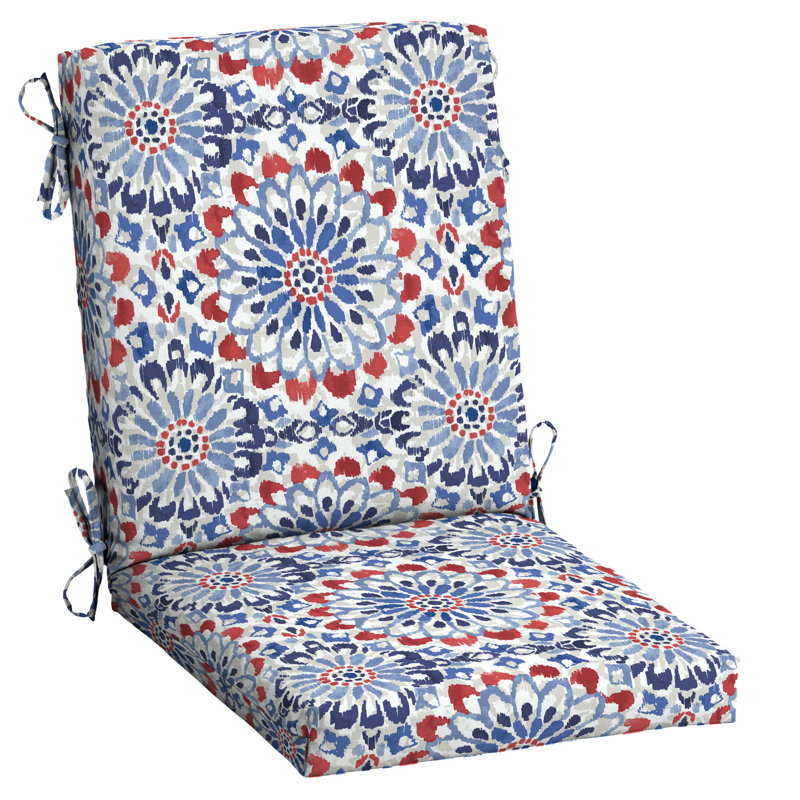 ARDEN Outdoor Lounge Chair 3.5" Cushion, 3.5" H x 20" W x 20" D, Red/Blue