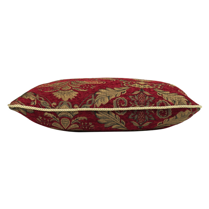 Burgundy/Gold Square Cushion, 58cm H x 58cm W x 4cm D