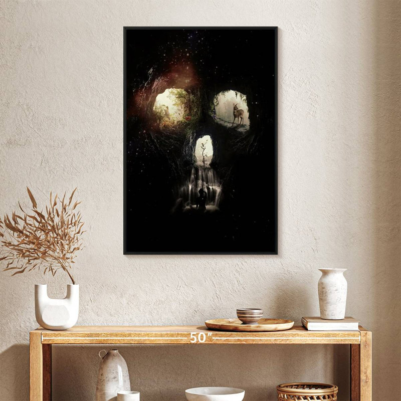 Cave Skull, 25" x 37", Floating Frame Black