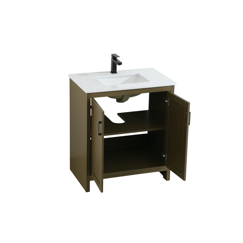 Meuble-lavabo simple 30 po Ahner, Brun châtaigne