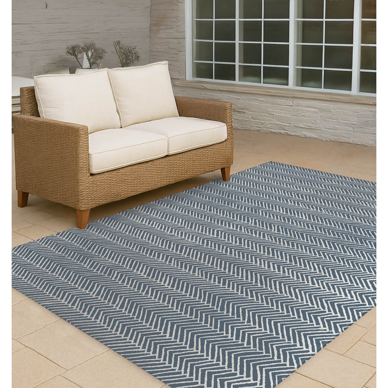 Chevron Block Non-Slip Outdoor Rug, Rectangle 2' x 3'