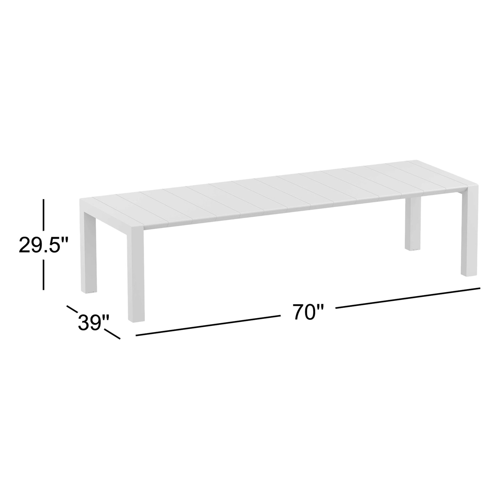 Farrah Extendable Plastic / Acrylic Outdoor Dining Table, Rattan White, 39" W x 70" L x 29.5" H