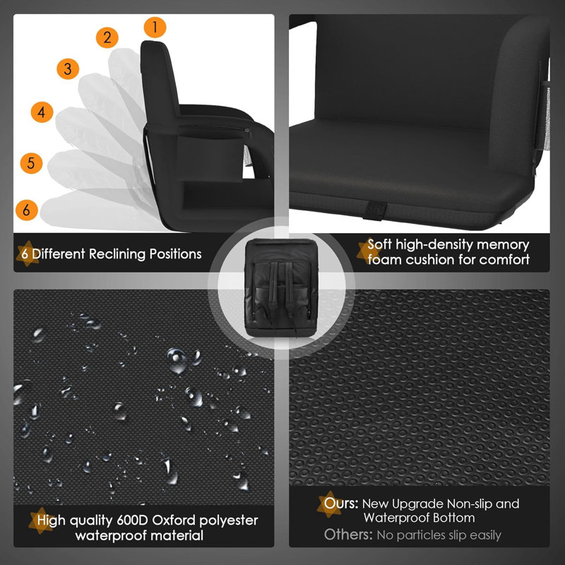 Davisha Heated Folding Stadium Seat 21'W with Wide Cushion and Back Support