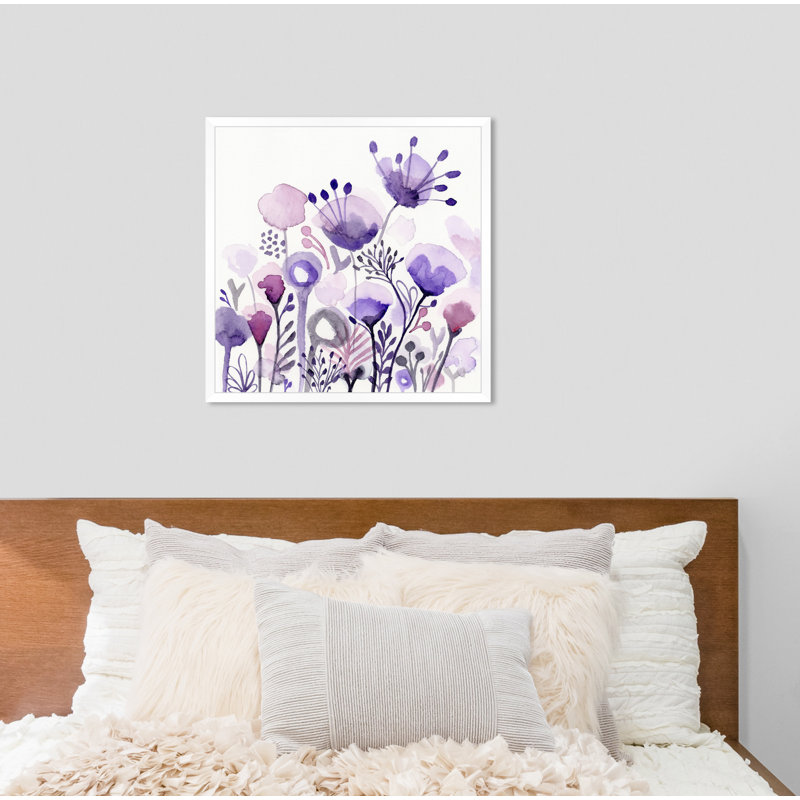«Purple Floral Forest», reproduction, H 42 po x l 42 po x P 0,5 po, Cadre blanc
