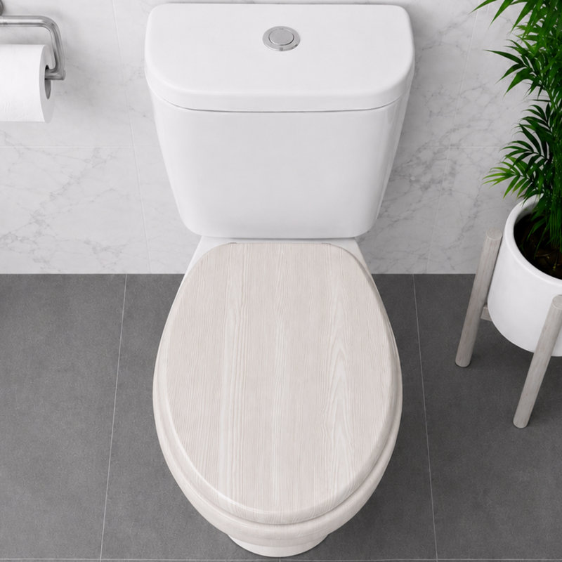 Sellman Soft Close Round Standard Toilet Seat, White Oak