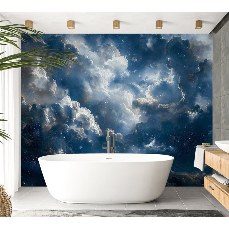 Murale Peel & Stick Space - nuages et étoiles, L 173 po x L 124 po