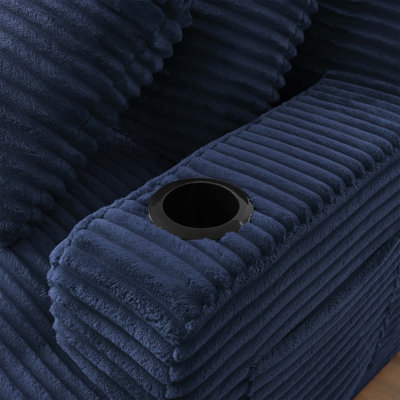 Compressible Double Chaise Lounge with Cupholders - No Assembly, Fluffy Modern Sleeper Loveseat for Indoor Relaxation