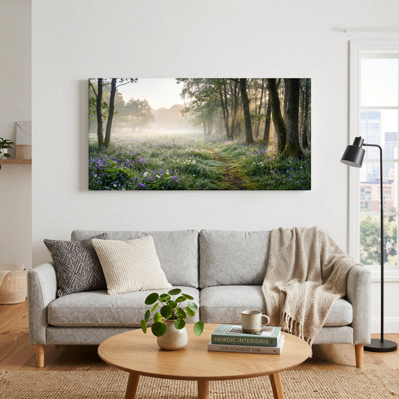 Ensemble de 1 tableau sur toile « Chemin forestier », L 32 po x H 16 po, Toile tendue