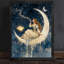 Art mural noir inspiré de la lune, femme encadrée, décorations célestes bohémiennes mystiques-971185715