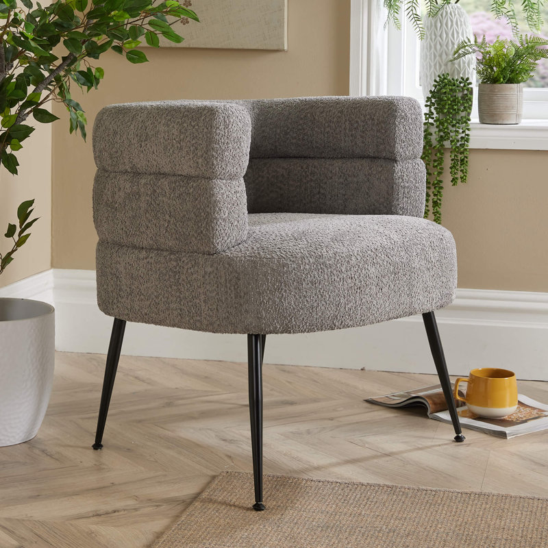 Chamelle Wide Upholstered Barrel Chair, Grey