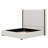 Tall Headboard Upholstered Bed With Vertical Striped And Wingback Design