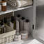 Meuble-lavabo moderne de 30 po avec lavabo en céramique, meuble-lavabo avec verre trempé et poignées noir mat, équipé d'un grand espace de rangement et d'un cadre en bois d'hévéa-1038054185