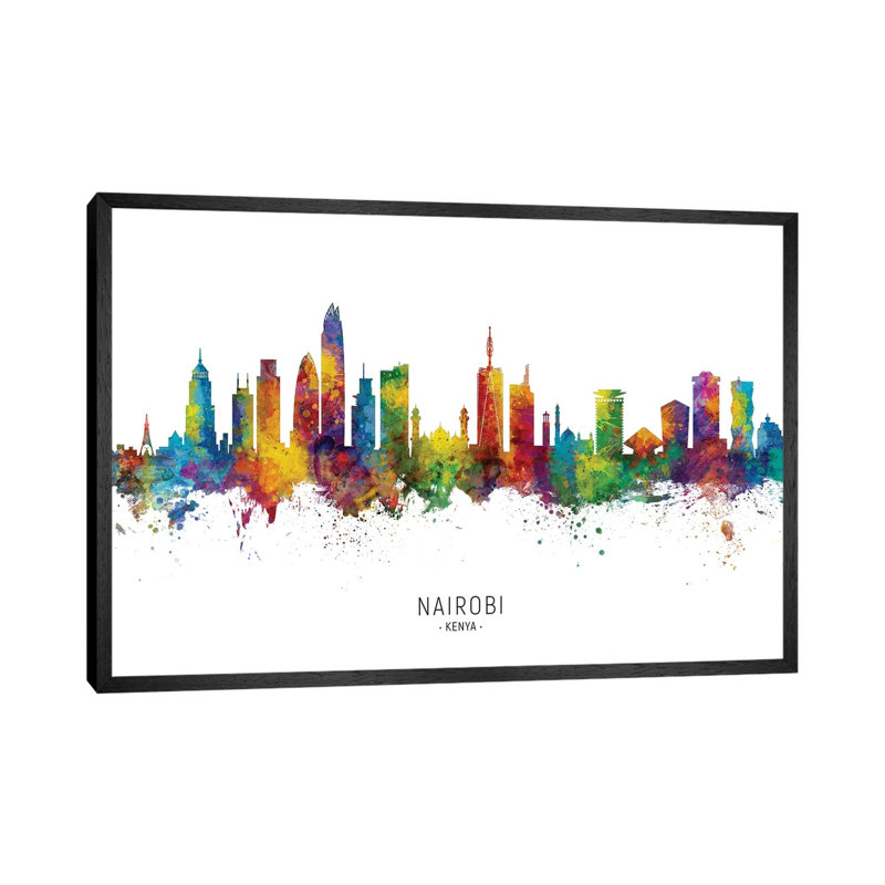 Nairobi Kenya Skyline by Michael Tompsett - Print on Canvas, Black Framed, 101.6 cm H x 66.04 cm W